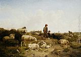 Shepherd Boys With Their Flock by Cornelis van Leemputten